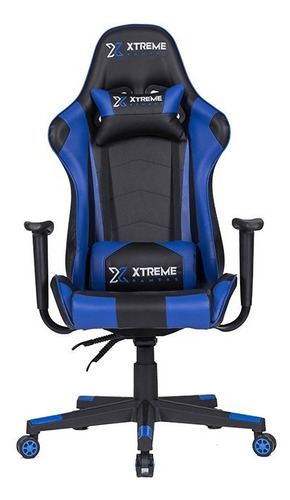 Cadeira Máximo Gamer Preta E Azul Reclinação 155º