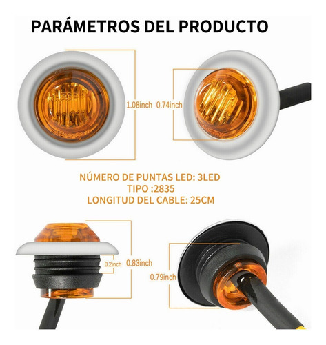 50pzs Redondas 3/4 Luces Marcadoras Led Camin Remolque Luz Foto 9