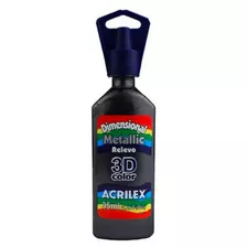 Tinta Dimensional Relevo 3d 35ml Metálico - Acrilex Cor 520 Preto