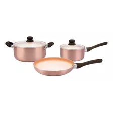 Bateria De Cocina Ceramica Antiadherente Hudson Set 5 Pcz Color Cobre