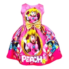 Vestido Niña Fiesta Elegante Princesa Peach Mario Bros