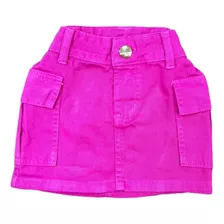 Saia Jeans Infantil Cargo Tendência Modinha Mini Diva Verão