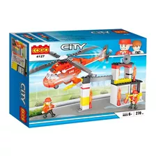 Bloque Cogo Bomberos Con Helicóptero 270 Pcs - Cg4127 - Vaj 