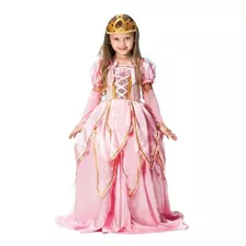 Fantasia Vestido Festa Princesa Aurora Infantil Luvas Coroa 