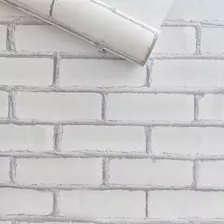 Papel De Parede Quarto Sala Tijolinho Branco Cinza Relevo 