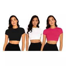 Top Cropped Feminino Manga Curta Melhor Preço Do P Ao Gg