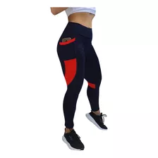 Leggins Licra Dama Bitono Gym Bolsa Celular