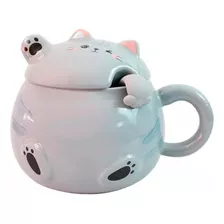 Taza Cerámica Con Forma De Gatito Kawaii Con Cuchara