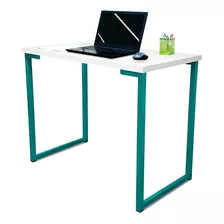 Mesa Para Escritório Industrial Mdf 100cm Ny Verde Branca Cor Branco
