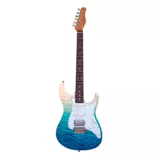 Guitarra Elétrica Tagima Classic Series Stella Dw De Bordo/mogno 2021 Transparent Blue Fade Com Diapasão De Pau-rosa