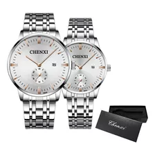 Relojes Chenxi Con Calendario De Cuarzo Inoxidable, 2 Piezas