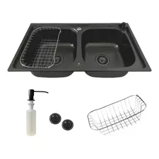 Cuba Dupla Cozinha Gourmet Inox Preta Com Kit De Acessórios