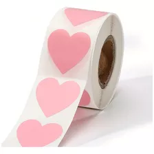 1pz Rollo 500 Stickers Corazón Rosa Mate Detalle Amor 