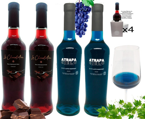 Pack 2 Vino Azul Atrapacielo + 2 Vino Chocolatier + 4 Cajas
