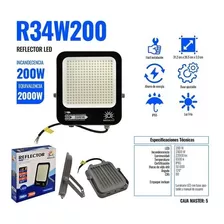 Reflector Led Profesional Ext. Ip65 200w Ilumina 2000w C8s Color De La Carcasa Gris