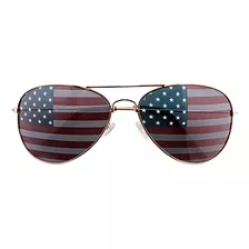 Lentes De Sol - American Usa Flag Design Metal Frame Aviator