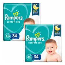 Kit C/2 Fraldas Descartável Pampers Confort Sec Xg