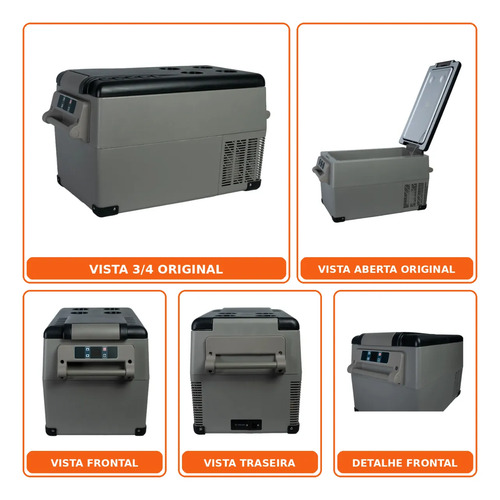 Geladeira Portatil 110v 220v 12v 24v Caminhao Camping Carro Motorhome Quadrivolt Automotiva Freezer Caixa Termica Compressor Digital Viagem Pesca Quadriciclo Van Trailer Offroad Rodas Bivolt 35 Litros — foto 3