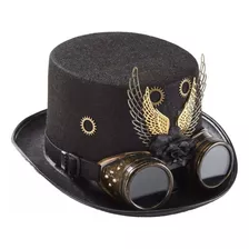 Sombrero Steampunk Con Alas De Gafas Negro De Disfraces