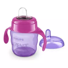 Copo Infantil 200ml Bico Macio Avent Easy Sip Rosa 6m+