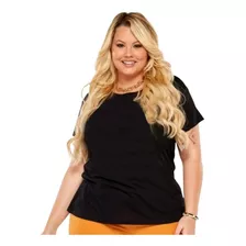 Blusinha Básica Tshirt Gola Redonda Lisa Kit 2 Plus Size