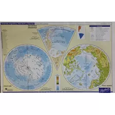 2 Map Esc N°6 Antártida Arg. Polo Norte Y Sur Físico Politic