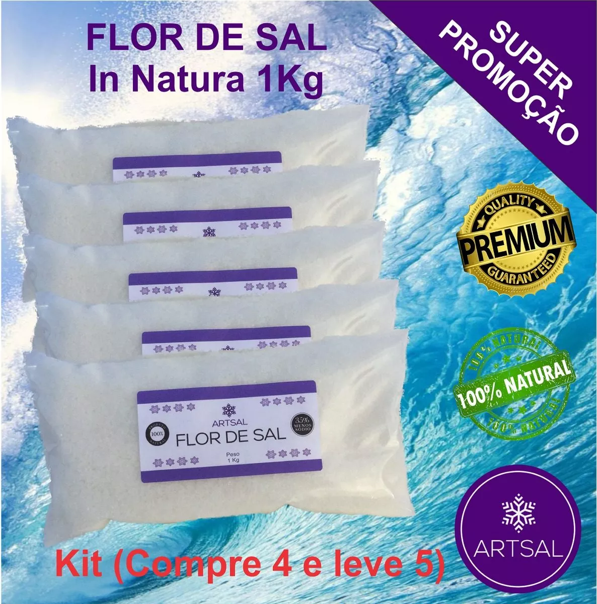 Flor De Sal Artsal (compre 4kg E Leve 5kg)