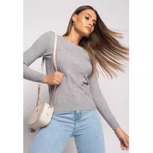 Blusa Tricot Gola Redonda Manga Longa Tramas Salvatore