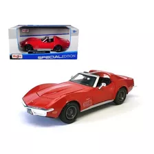 Carrinho Corvette Stingray 1970 Metal 1:24 Vermelho Maisto 