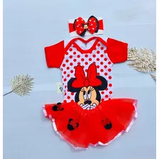 Rouppa Minnie Kit Body Fantasia Mesversario 3 Pçs Temático