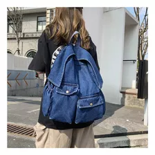 Waterproof Denim Backpack With Double Pockets