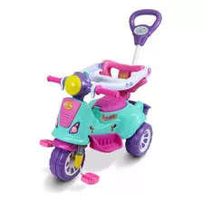 Triciclo Motoca C/ Guia Passeio E Pedal Avespa Pink Maral