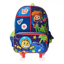 Mochila De Rodas Rodinhas Escolar Infantil Gato Galactico Cor Colorido