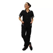 Conjunto Uniforme Copeira Oxford Preto - Feminino - Limpeza