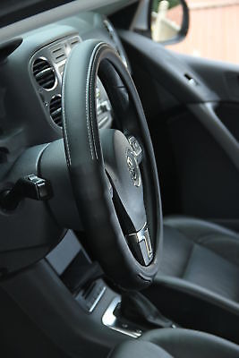 Black Pvc Leather Great Comfort Slip-on Steering Wheel C Jjd Foto 5