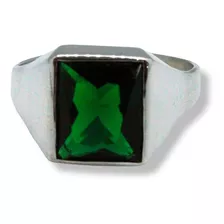 Anillo Carlos Piedra Verde Esmeralda 10x12mm Plata925 Hombre