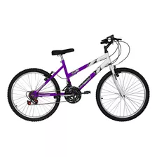 Bicicleta Feminina Lilás Aro 24 Aço Carbono 18 Velocidade