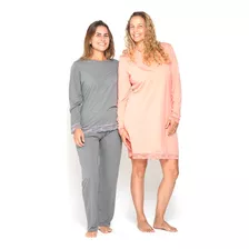 Pijama Manga Larga Pantalon Largo Puntilla Jovanna 3411e