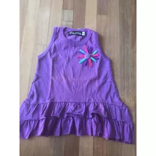 Musculosa Violeta Con Volados Y Flor Aplicada