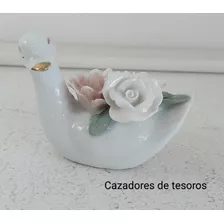 Adorno De Cerámica Con Flores En Relieve Vintage 