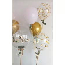 Pack De 5 Globos Bautismo O Comunion Inflado Con Helio