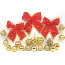 Conjunto 21 Itens Decoração Natal Bolas E Laços Rose Gold