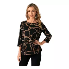 Blusa Con Estampado Dorado.