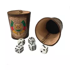 Jogo General Kit Copo Couro Raiz 5 Dados 