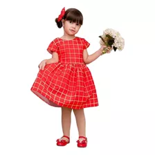 Vestido Para Bebe Menina Infantil Rodado Natal Festas Luxo