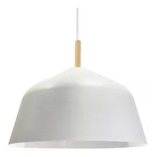 Colgante Campana 40cm Blanca Con Madera Apto Led E27 Fz