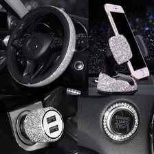 Funda De Volante Y Soporte De Celular Con Diamantes P/mujer