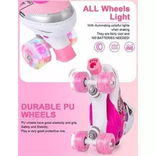 Patines De Ruedas Ajustables Para Niñas Color Rosa Con Luce