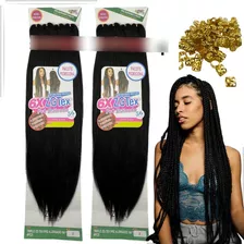 Kit 2 Cabelo Jumbo Jumbão Zgtex Fibra Antibacteriana + Anéis