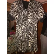 Hermoso Vestido Corto Mangas Cortas Con Capucha Animal Print